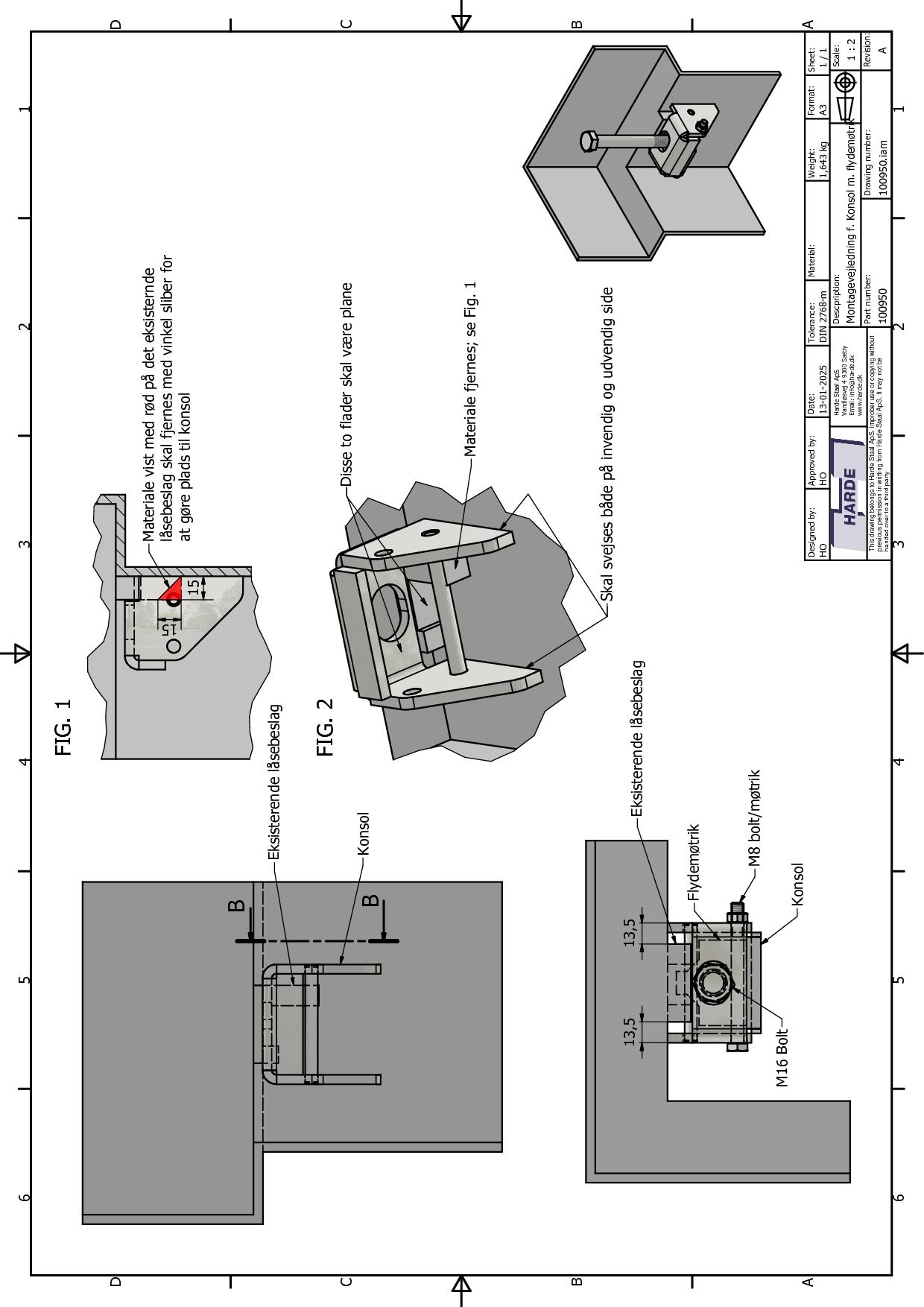 Konsol m. flydemøtrik < 800x800 mm. - Varmgalvaniseret dæksel - Sæt à 4 stk 