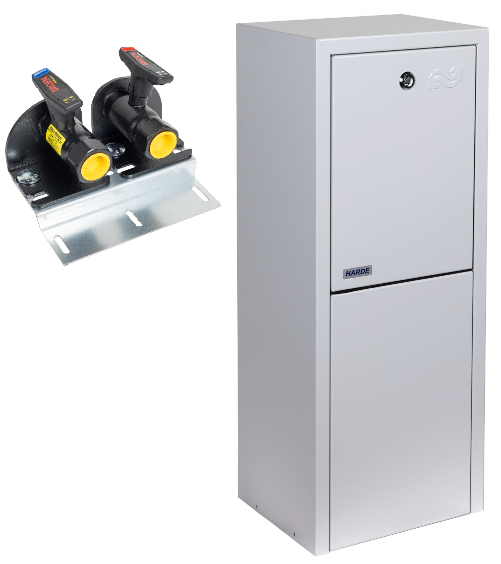 Skab væghængt kabinet 775X310X250mm. - RAL 7035 - Broen dn. 15/20. vægbeslag